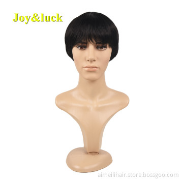 Wholesale Price Men's 6 inch Short Black Wig for Men Party Male Hair Style Daily or Cosplay Natural Straight Synthetic Wigs
